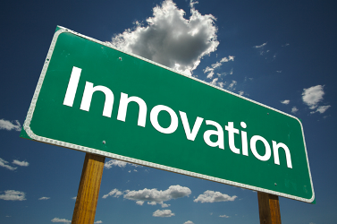 Innovation sign with sky in background